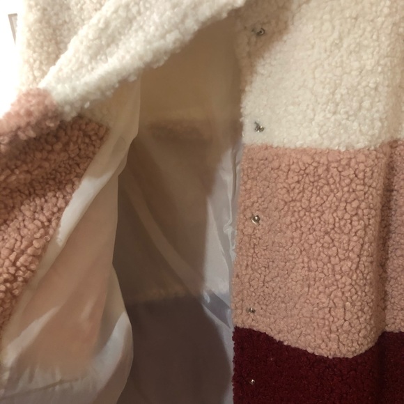 Lulus Pink Multi Color Sherpa Jacket - Picture 7 of 9